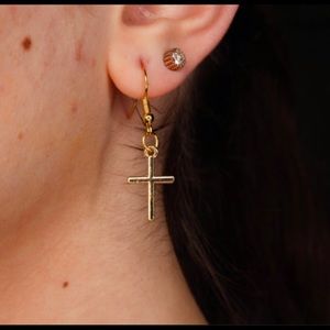Gold Cross Earring